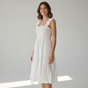 Hill house XS used White Ruffled Sleeveless Dress